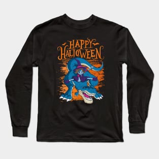 Halloween Happy Halloween Witch Dinosaur Costume Long Sleeve T-Shirt